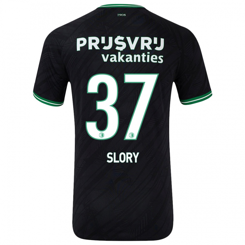 Børn Jaden Slory #37 Sort Grøn Udebane Spillertrøjer 2024/25 Trøje T-Shirt