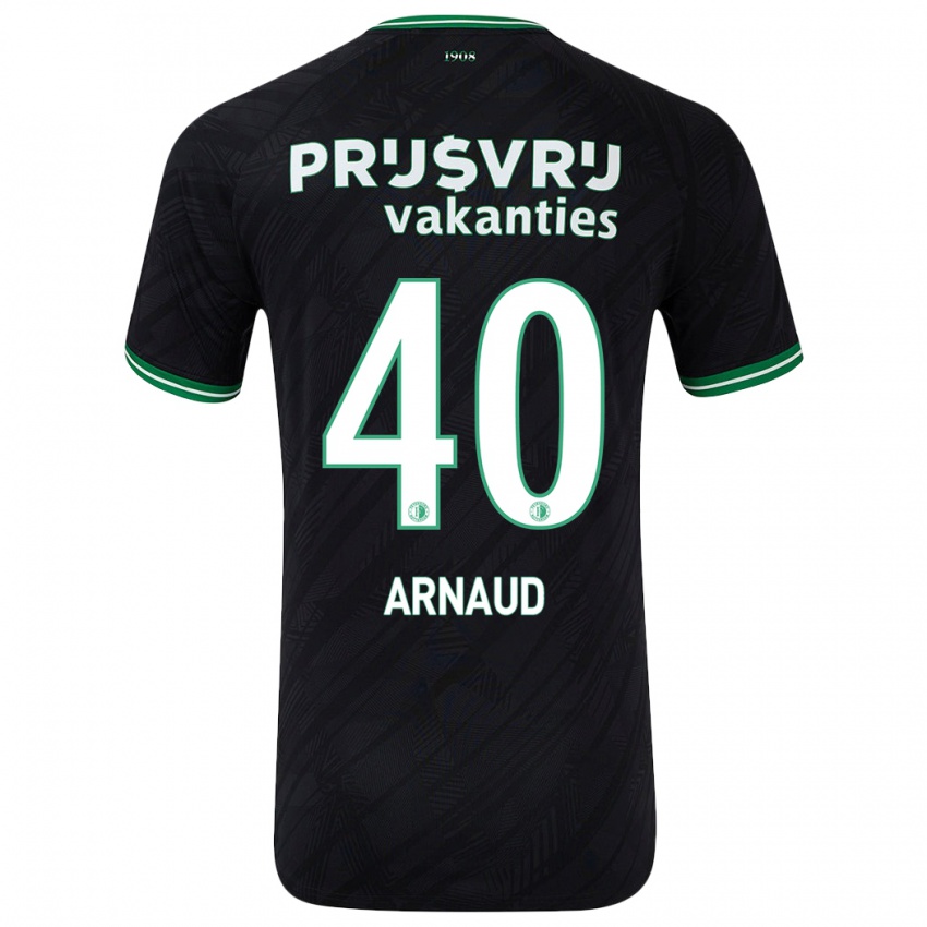 Børn Lugene Arnaud #40 Sort Grøn Udebane Spillertrøjer 2024/25 Trøje T-Shirt