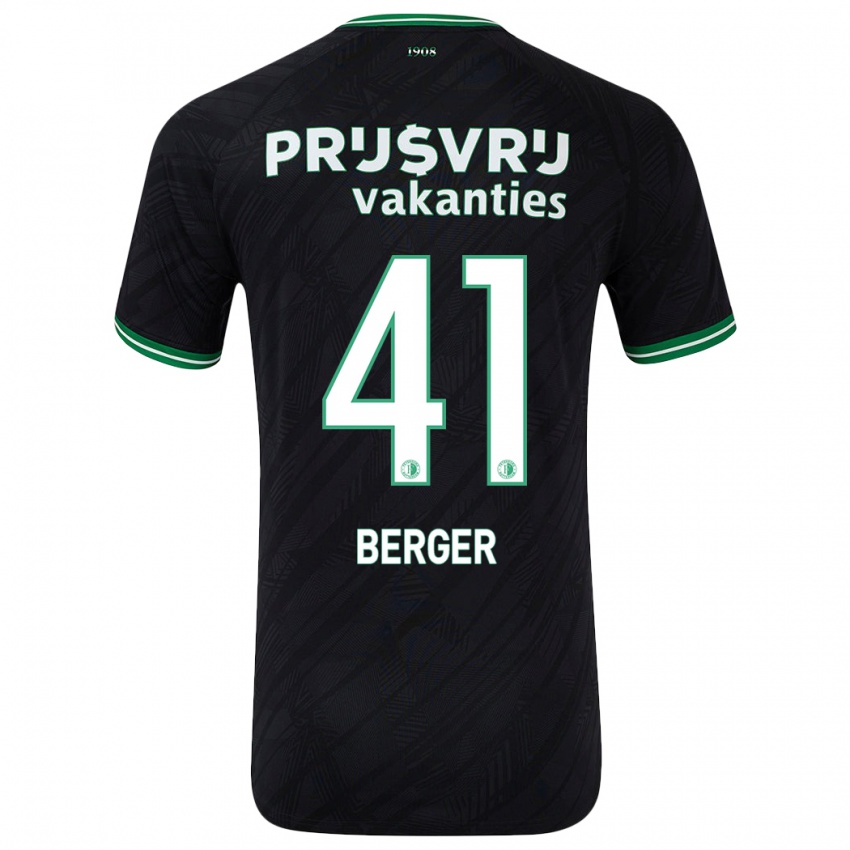 Børn Mannou Berger #41 Sort Grøn Udebane Spillertrøjer 2024/25 Trøje T-Shirt