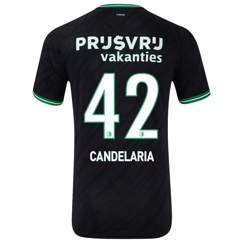 Børn Jayden Candelaria #42 Sort Grøn Udebane Spillertrøjer 2024/25 Trøje T-Shirt