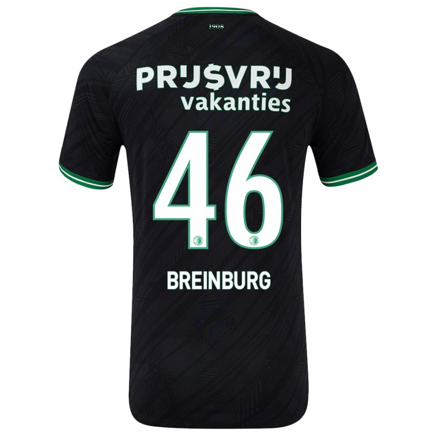 Børn Rainey Breinburg #46 Sort Grøn Udebane Spillertrøjer 2024/25 Trøje T-Shirt