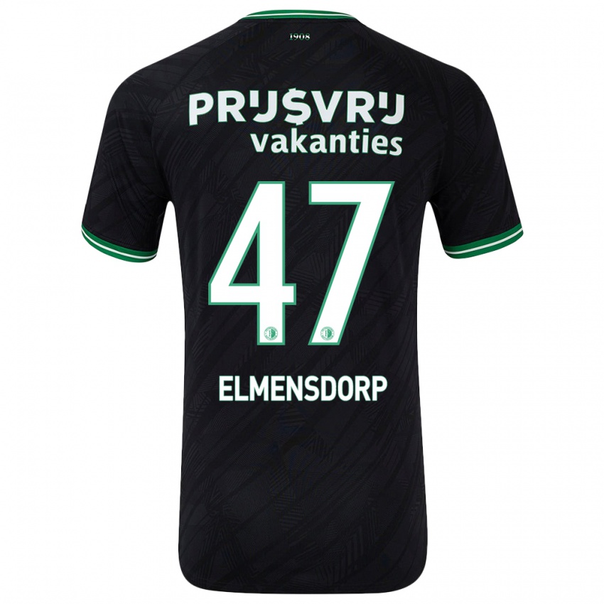 Børn Paris Elmensdorp #47 Sort Grøn Udebane Spillertrøjer 2024/25 Trøje T-Shirt