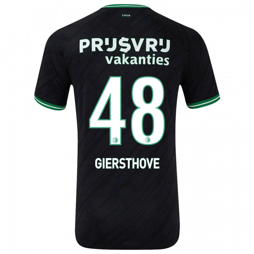 Børn Djomar Giersthove #48 Sort Grøn Udebane Spillertrøjer 2024/25 Trøje T-Shirt