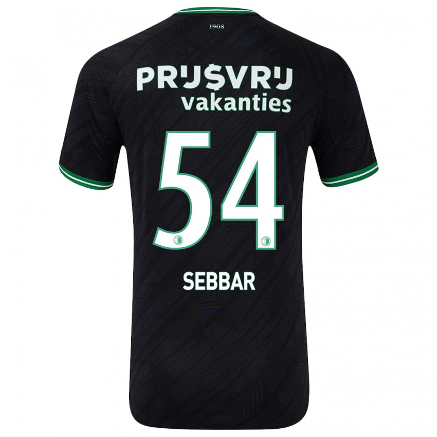 Børn Marouane Sebbar #54 Sort Grøn Udebane Spillertrøjer 2024/25 Trøje T-Shirt