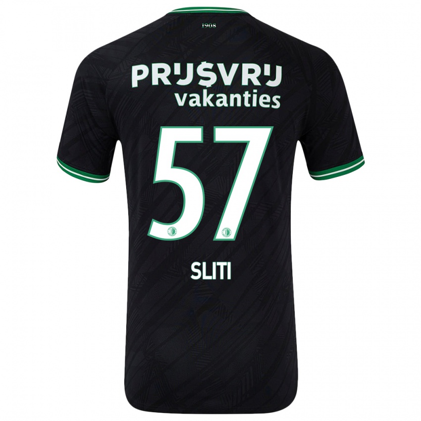 Børn Aymen Sliti #57 Sort Grøn Udebane Spillertrøjer 2024/25 Trøje T-Shirt