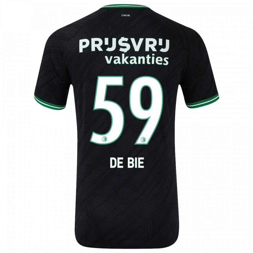 Børn Joey De Bie #59 Sort Grøn Udebane Spillertrøjer 2024/25 Trøje T-Shirt