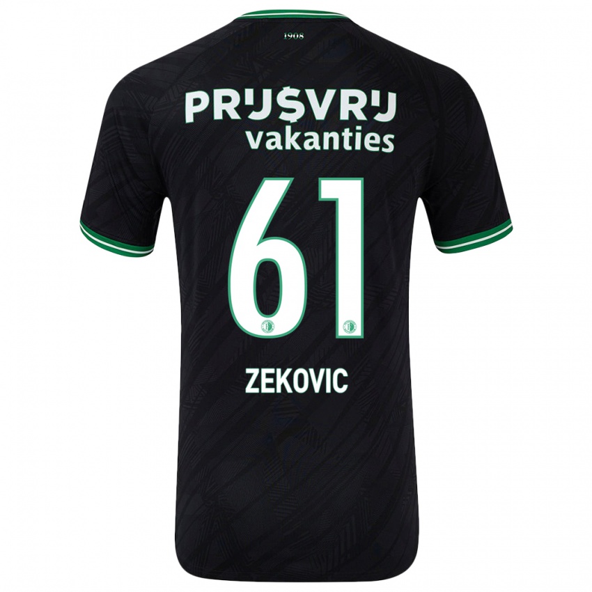 Børn Aleks Zekovic #61 Sort Grøn Udebane Spillertrøjer 2024/25 Trøje T-Shirt