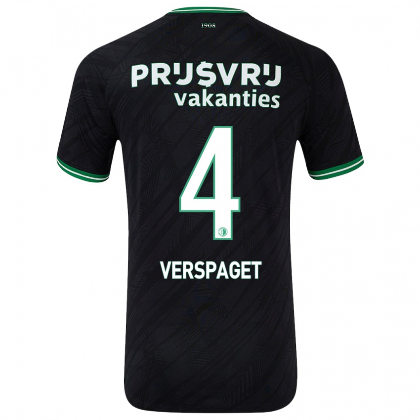 Børn Amber Verspaget #4 Sort Grøn Udebane Spillertrøjer 2024/25 Trøje T-Shirt