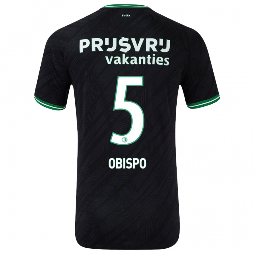 Børn Celainy Obispo #5 Sort Grøn Udebane Spillertrøjer 2024/25 Trøje T-Shirt