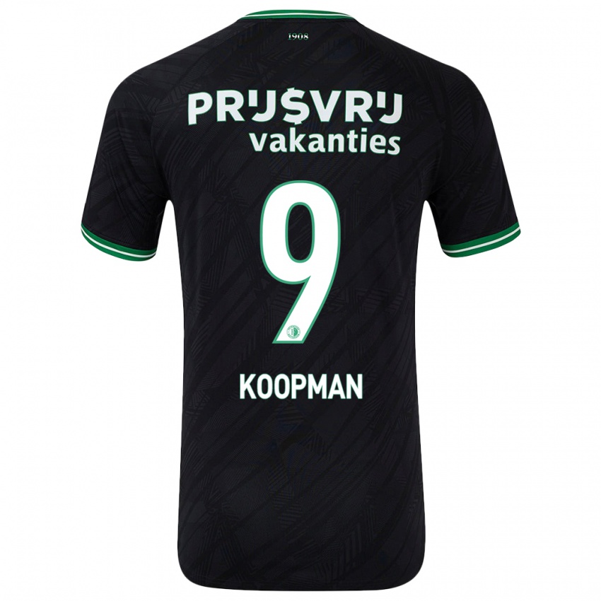 Børn Sanne Koopman #9 Sort Grøn Udebane Spillertrøjer 2024/25 Trøje T-Shirt