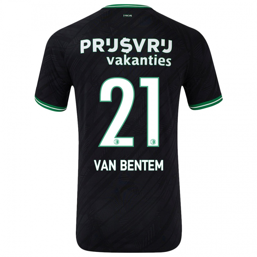 Børn Tess Van Bentem #21 Sort Grøn Udebane Spillertrøjer 2024/25 Trøje T-Shirt