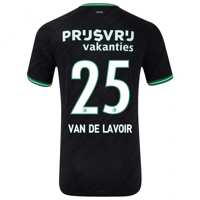 Børn Romeé Van De Lavoir #25 Sort Grøn Udebane Spillertrøjer 2024/25 Trøje T-Shirt