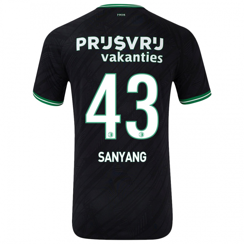 Børn Amadou-David Sanyang #43 Sort Grøn Udebane Spillertrøjer 2024/25 Trøje T-Shirt