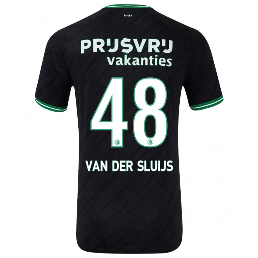 Børn Joep Van Der Sluijs #48 Sort Grøn Udebane Spillertrøjer 2024/25 Trøje T-Shirt