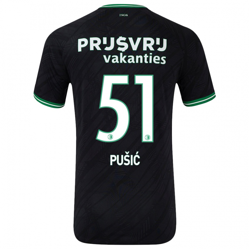 Børn Noah Pušić #51 Sort Grøn Udebane Spillertrøjer 2024/25 Trøje T-Shirt