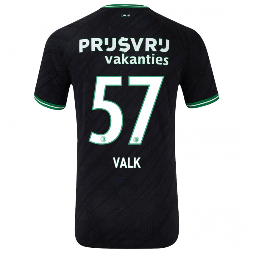 Børn Sem Valk #57 Sort Grøn Udebane Spillertrøjer 2024/25 Trøje T-Shirt