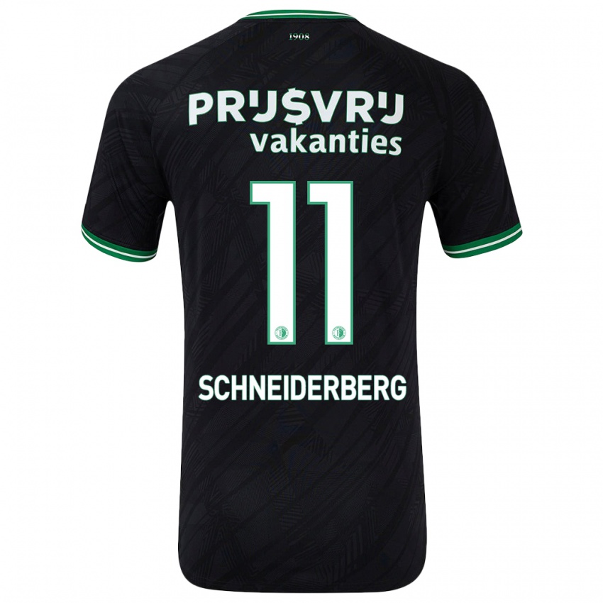 Børn July Schneiderberg #11 Sort Grøn Udebane Spillertrøjer 2024/25 Trøje T-Shirt