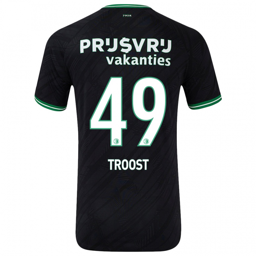 Børn Tein Troost #49 Sort Grøn Udebane Spillertrøjer 2024/25 Trøje T-Shirt