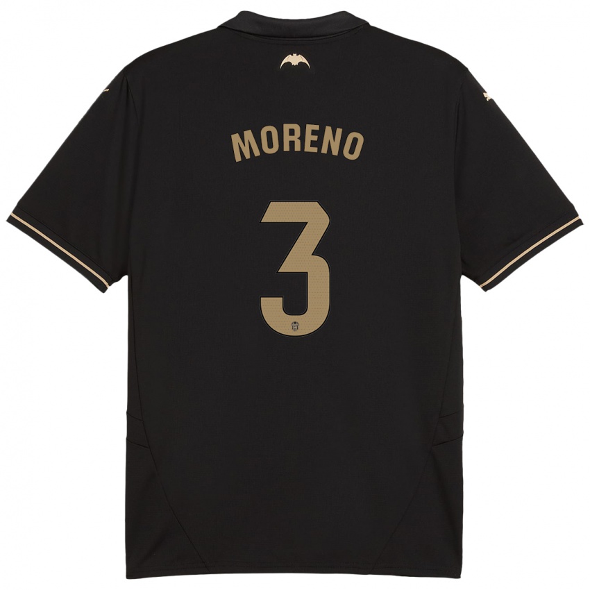 Børn Diego Moreno #3 Sort Udebane Spillertrøjer 2024/25 Trøje T-Shirt