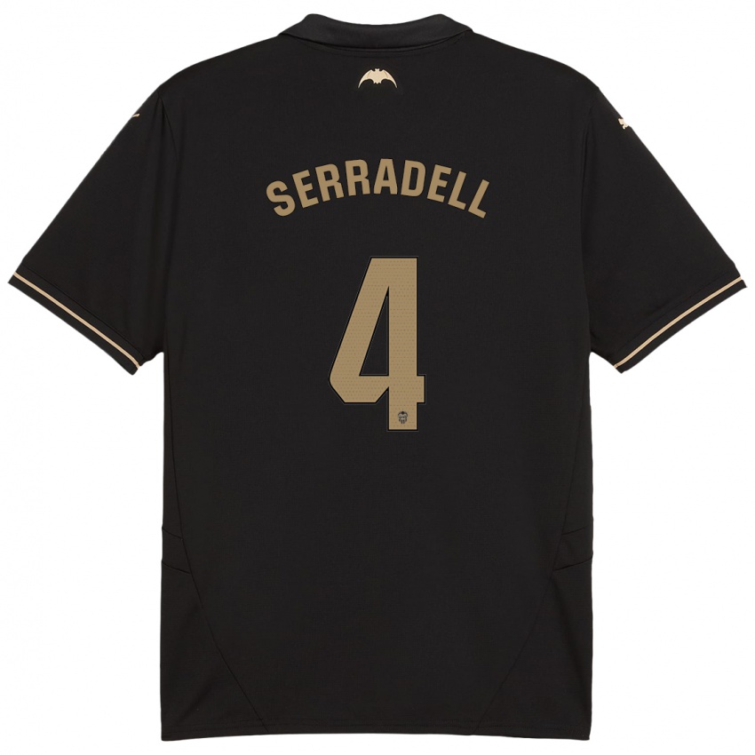 Børn Álex Serradell #4 Sort Udebane Spillertrøjer 2024/25 Trøje T-Shirt