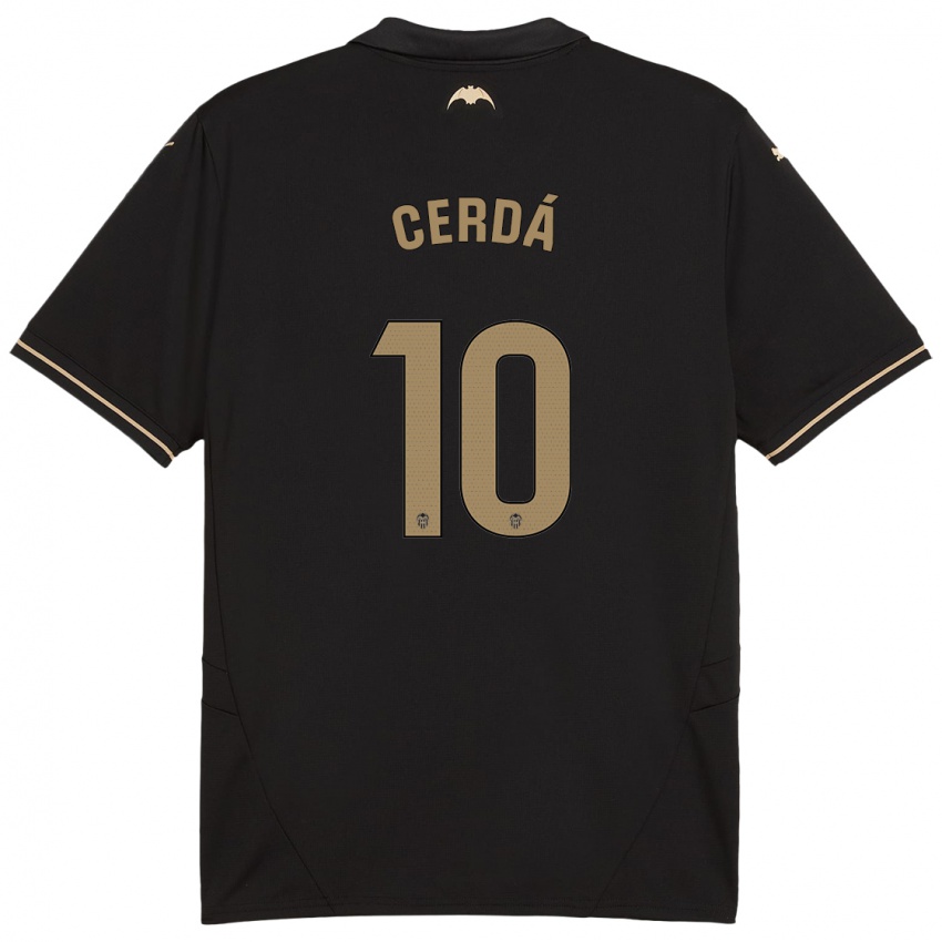 Børn Alex Cerdá #10 Sort Udebane Spillertrøjer 2024/25 Trøje T-Shirt