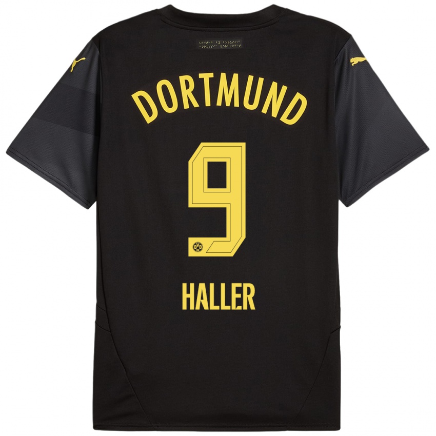 Børn Sebastien Haller #9 Sort Gul Udebane Spillertrøjer 2024/25 Trøje T-Shirt