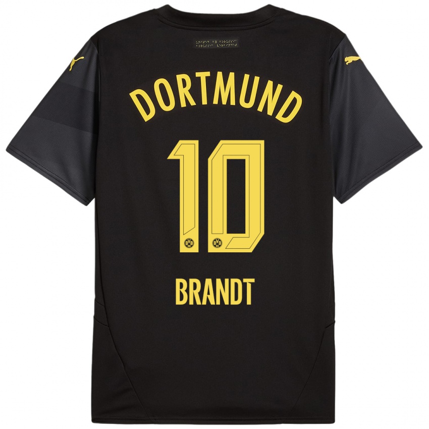 Børn Julian Brandt #10 Sort Gul Udebane Spillertrøjer 2024/25 Trøje T-Shirt