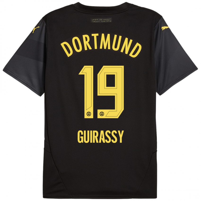 Børn Serhou Guirassy #19 Sort Gul Udebane Spillertrøjer 2024/25 Trøje T-Shirt