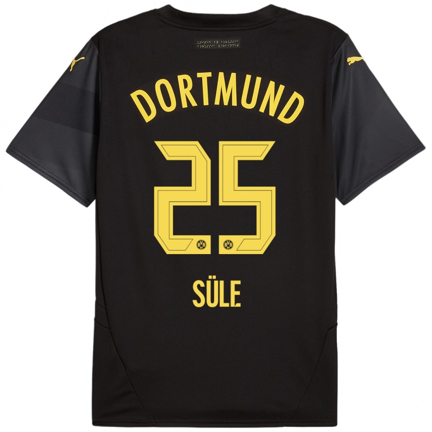 Børn Niklas Sule #25 Sort Gul Udebane Spillertrøjer 2024/25 Trøje T-Shirt