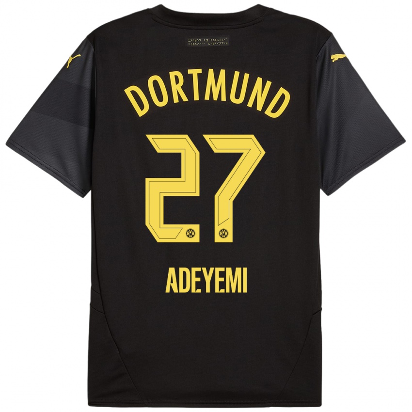 Børn Karim Adeyemi #27 Sort Gul Udebane Spillertrøjer 2024/25 Trøje T-Shirt