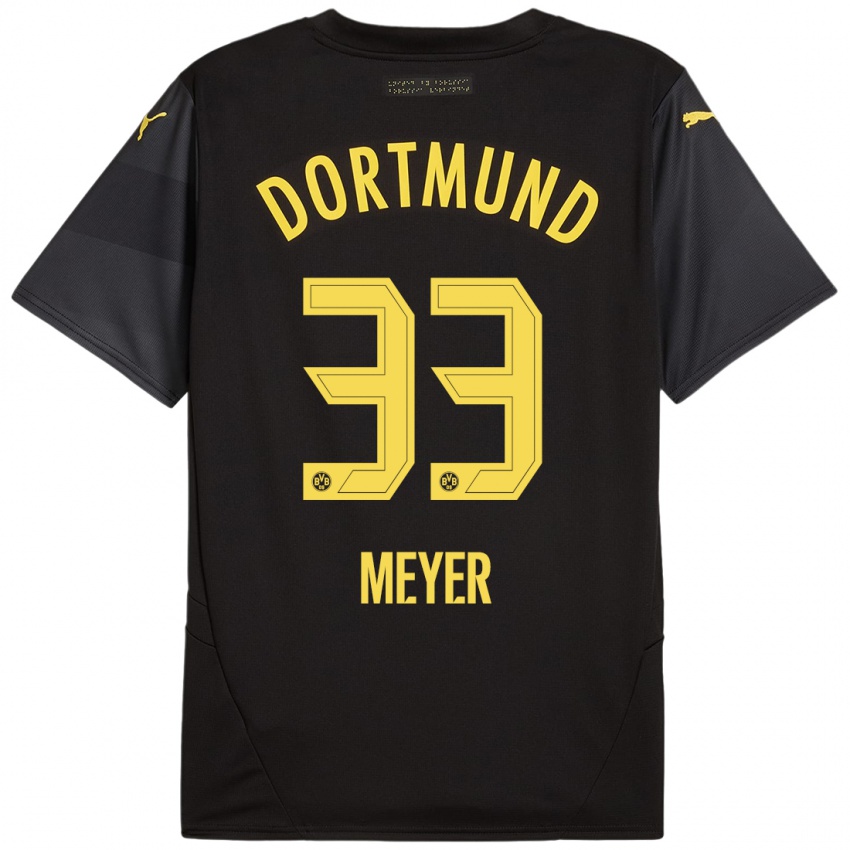 Børn Alexander Meyer #33 Sort Gul Udebane Spillertrøjer 2024/25 Trøje T-Shirt