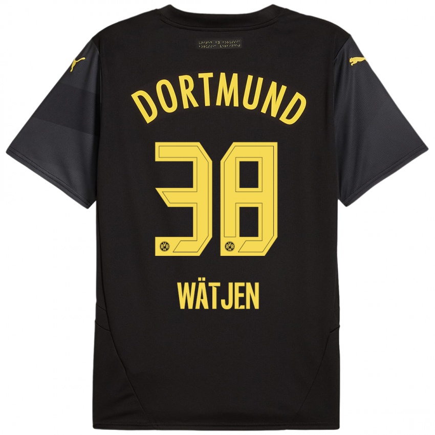 Børn Kjell Wätjen #38 Sort Gul Udebane Spillertrøjer 2024/25 Trøje T-Shirt