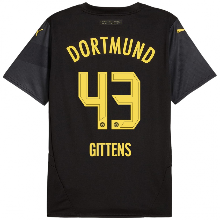 Børn Jamie Bynoe-Gittens #43 Sort Gul Udebane Spillertrøjer 2024/25 Trøje T-Shirt