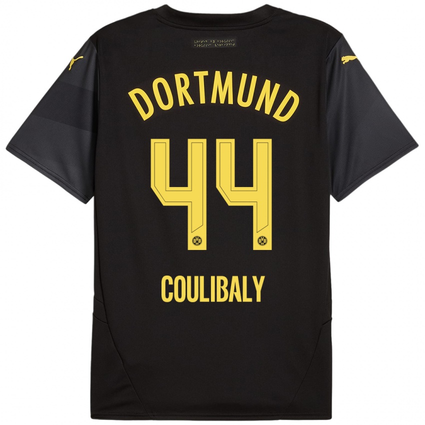 Børn Soumaila Coulibaly #44 Sort Gul Udebane Spillertrøjer 2024/25 Trøje T-Shirt