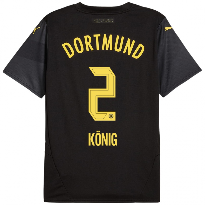 Børn Niklas König #2 Sort Gul Udebane Spillertrøjer 2024/25 Trøje T-Shirt