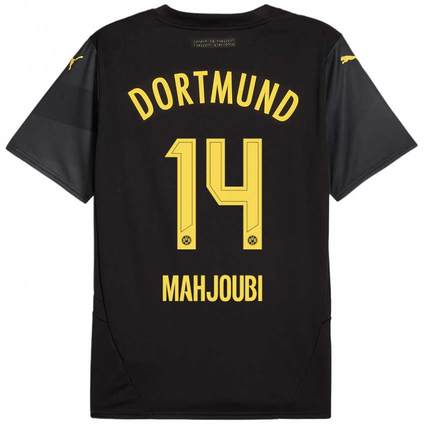 Børn Anas Mahjoubi #14 Sort Gul Udebane Spillertrøjer 2024/25 Trøje T-Shirt