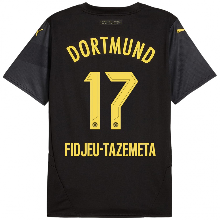 Børn Thierry Fidjeu-Tazemeta #17 Sort Gul Udebane Spillertrøjer 2024/25 Trøje T-Shirt