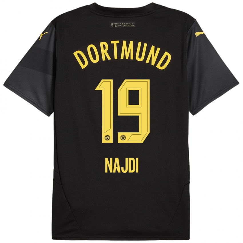 Børn Ahmad Najdi #19 Sort Gul Udebane Spillertrøjer 2024/25 Trøje T-Shirt