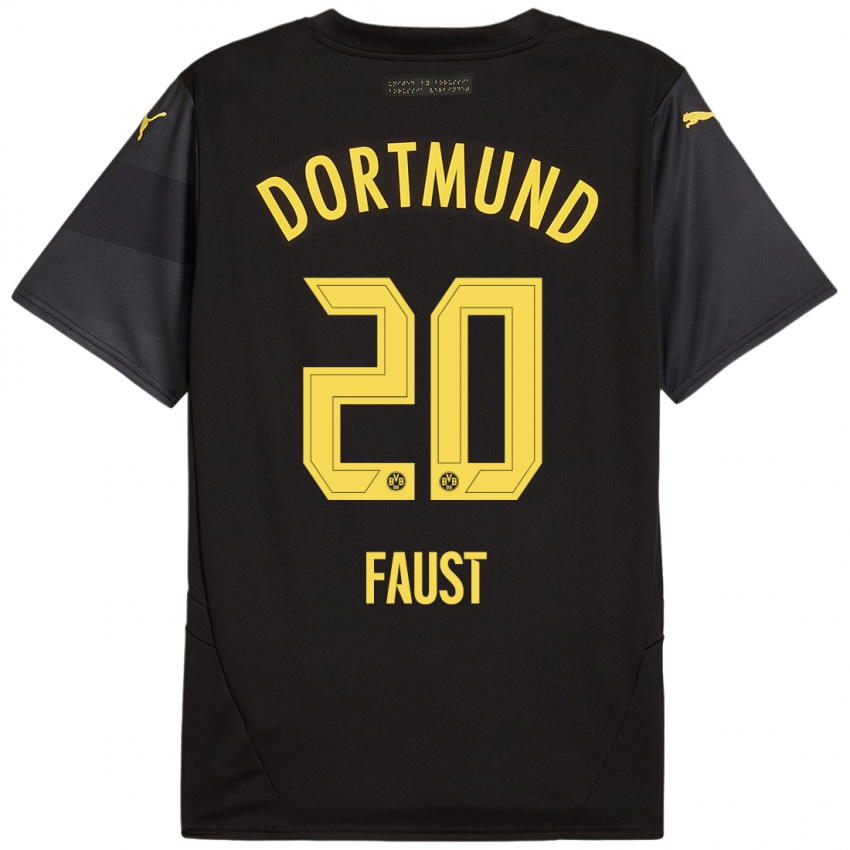 Børn Tom Faust #20 Sort Gul Udebane Spillertrøjer 2024/25 Trøje T-Shirt