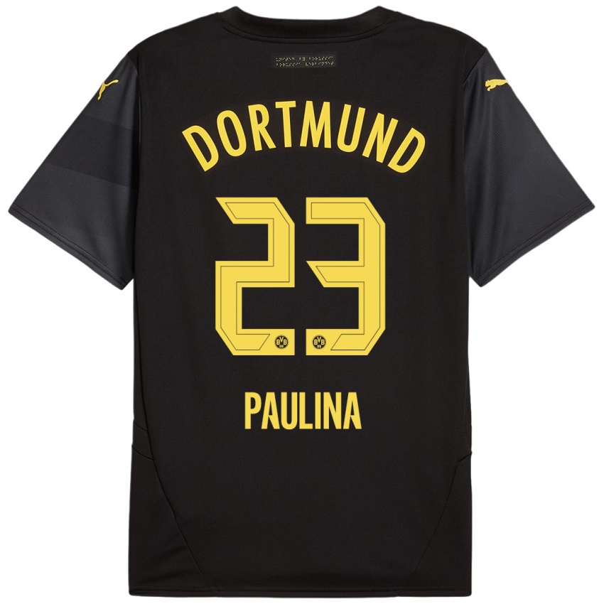 Børn Jordi Paulina #23 Sort Gul Udebane Spillertrøjer 2024/25 Trøje T-Shirt