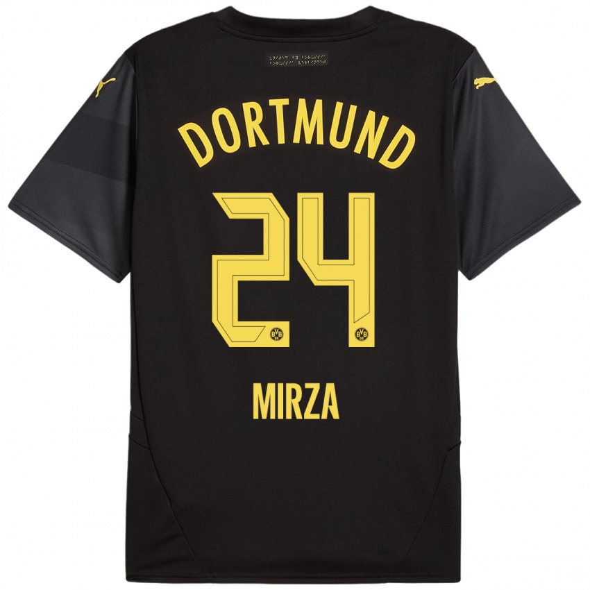 Børn Marwan-Omir Mirza #24 Sort Gul Udebane Spillertrøjer 2024/25 Trøje T-Shirt