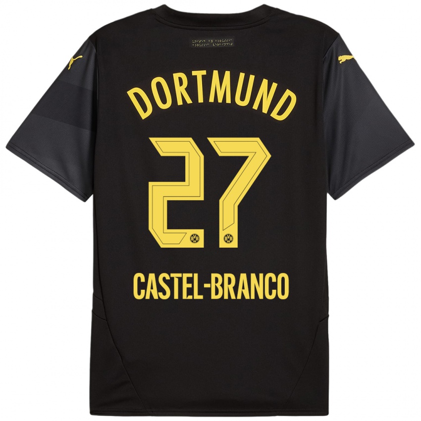 Børn Diego Castel-Branco #27 Sort Gul Udebane Spillertrøjer 2024/25 Trøje T-Shirt