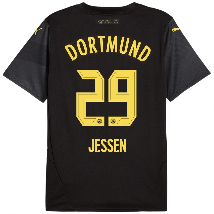 Børn Niklas Jessen #29 Sort Gul Udebane Spillertrøjer 2024/25 Trøje T-Shirt