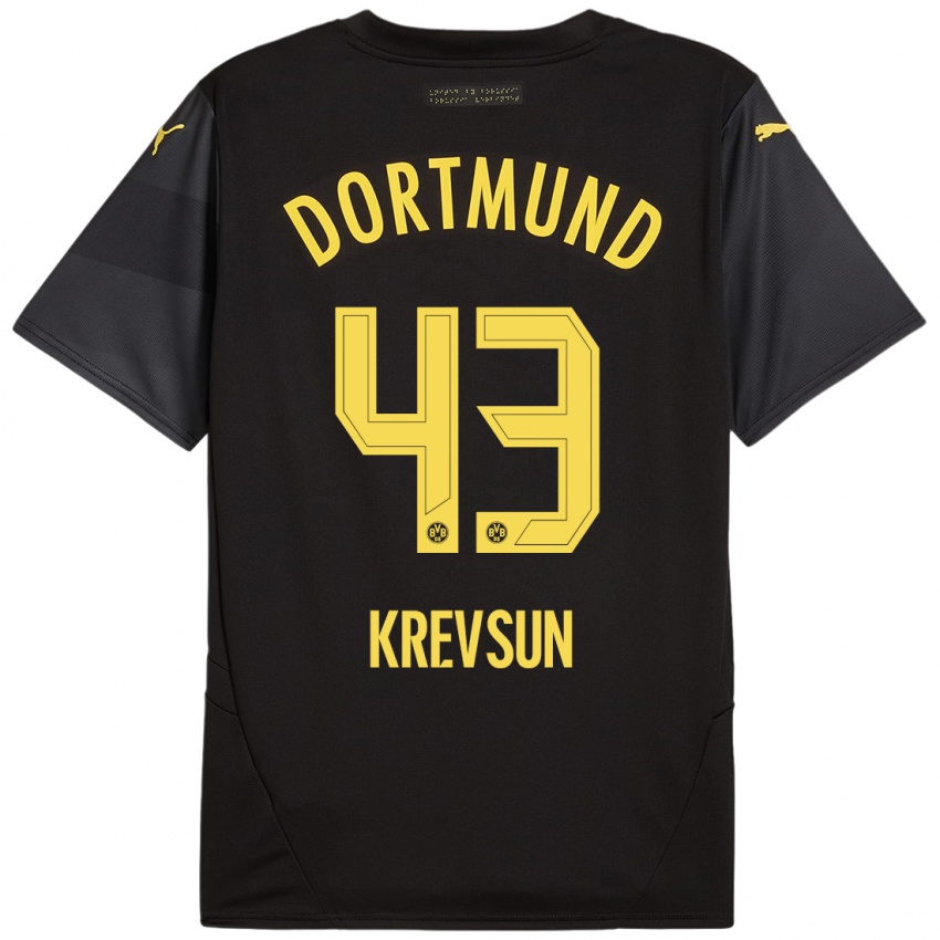 Børn Danylo Krevsun #43 Sort Gul Udebane Spillertrøjer 2024/25 Trøje T-Shirt