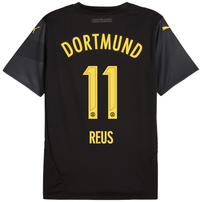 Børn Marco Reus #11 Sort Gul Udebane Spillertrøjer 2024/25 Trøje T-Shirt