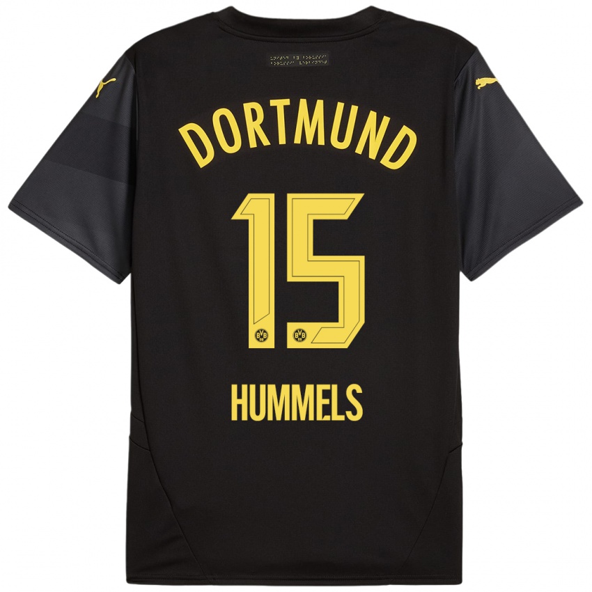 Børn Mats Hummels #15 Sort Gul Udebane Spillertrøjer 2024/25 Trøje T-Shirt