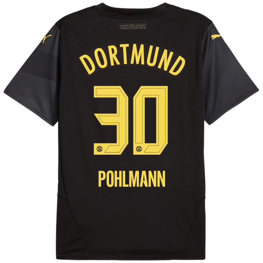 Børn Ole Pohlmann #30 Sort Gul Udebane Spillertrøjer 2024/25 Trøje T-Shirt