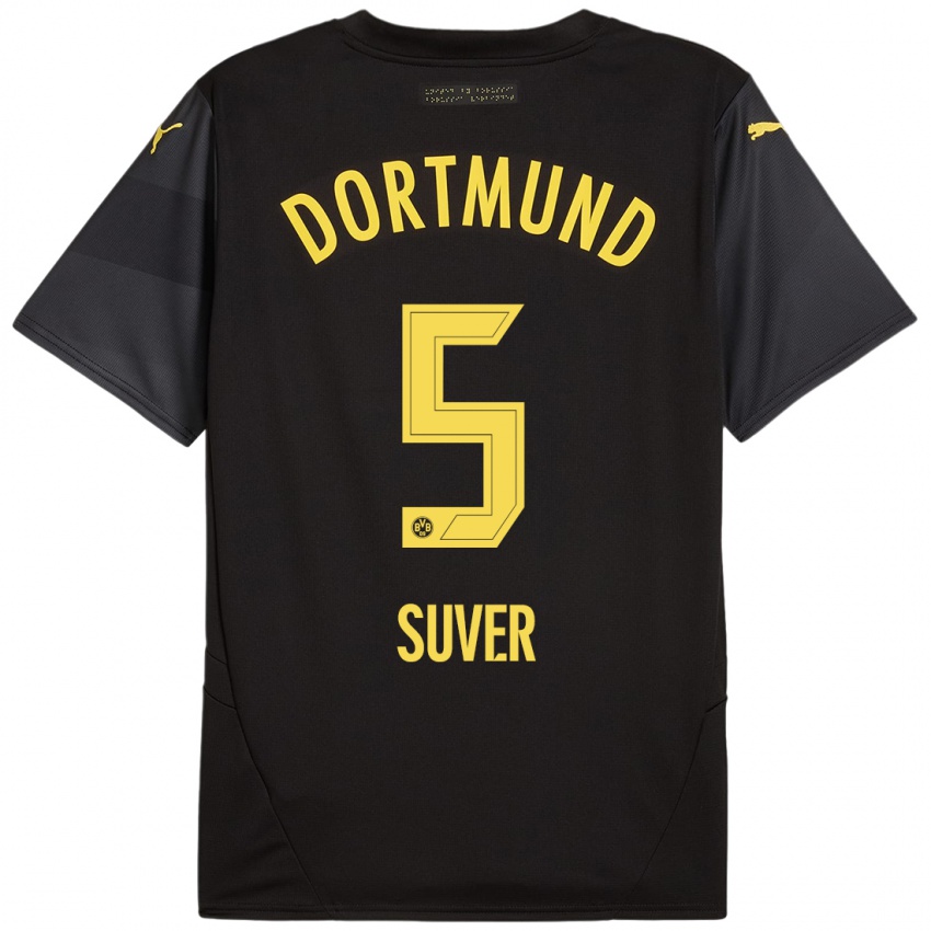 Børn Mario Suver #5 Sort Gul Udebane Spillertrøjer 2024/25 Trøje T-Shirt