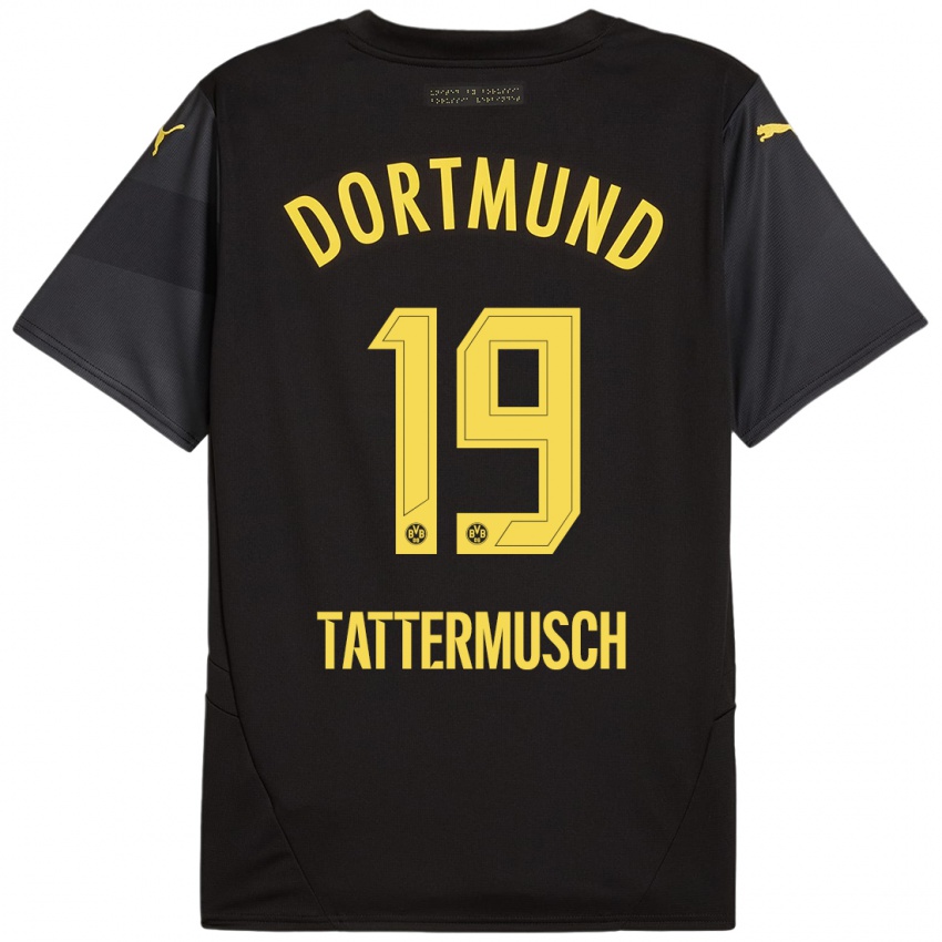 Børn Ted Tattermusch #19 Sort Gul Udebane Spillertrøjer 2024/25 Trøje T-Shirt