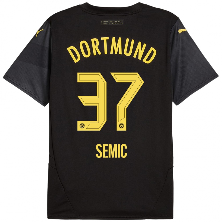 Børn Lion Semic #37 Sort Gul Udebane Spillertrøjer 2024/25 Trøje T-Shirt